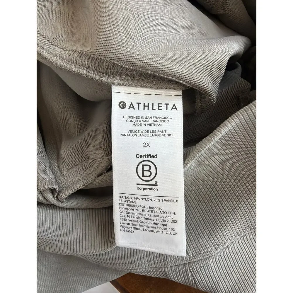 NWT Athleta Gray Plus Size Activewear Pant 2 Back Zip Pockets Travel Utility 2X